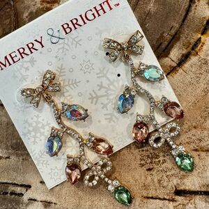 MERRY & BRIGHT Ultra Blingy Classy Crystal Bow Drop Earrings